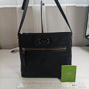 Kate Spade Medium Black Crossbody Solid Smooth Nylon Patent Leather